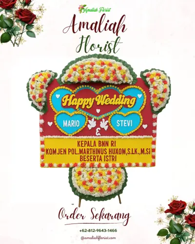 Karangan Papan Bunga Pernikahan di Glempang